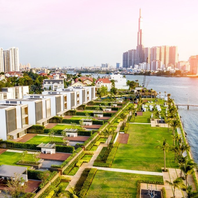 Ho Chi Minh City skyline and Saigon River